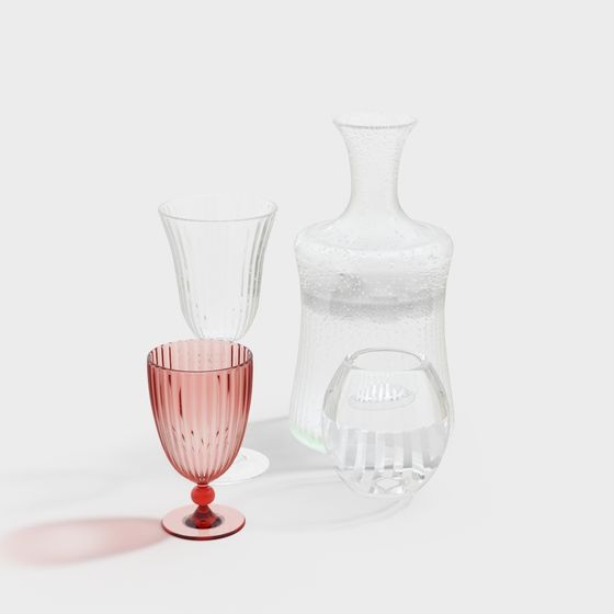 Artistic Low-Poly Glassware Set 3D model