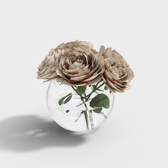 Low-Poly Rose Vase 3D Model