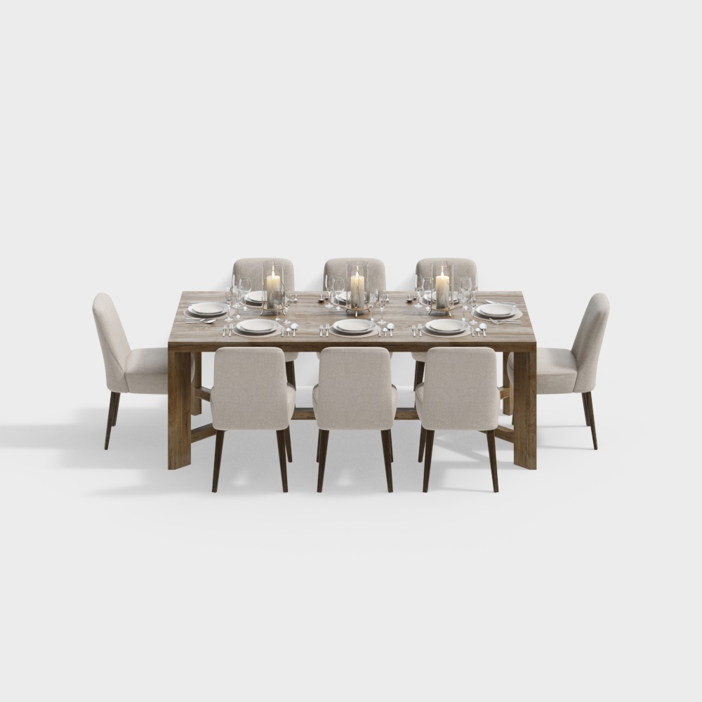 Dining table and chair+ Wood grain