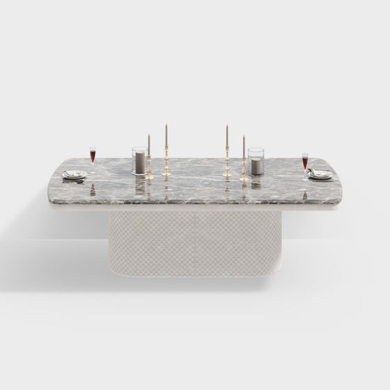 Elegant Marble Dining Table 3D model