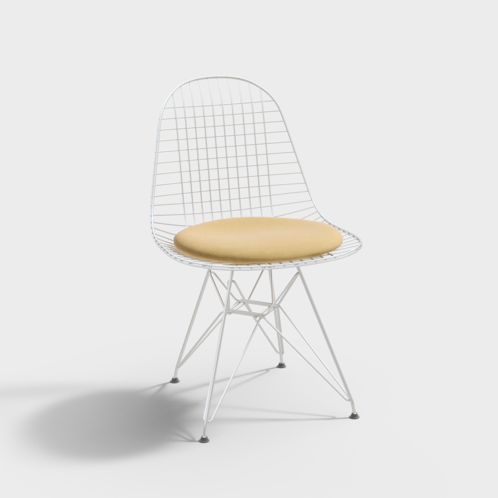 Elegant Minimalist Chair 3D Model – Geometric Metal Frame