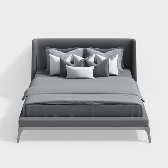 Elegant Low-Poly 3D Bed Model for Modern Interiors