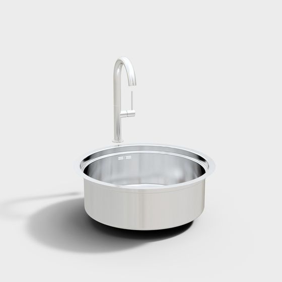 Modern Stainless Steel Sink and Faucet 3D model