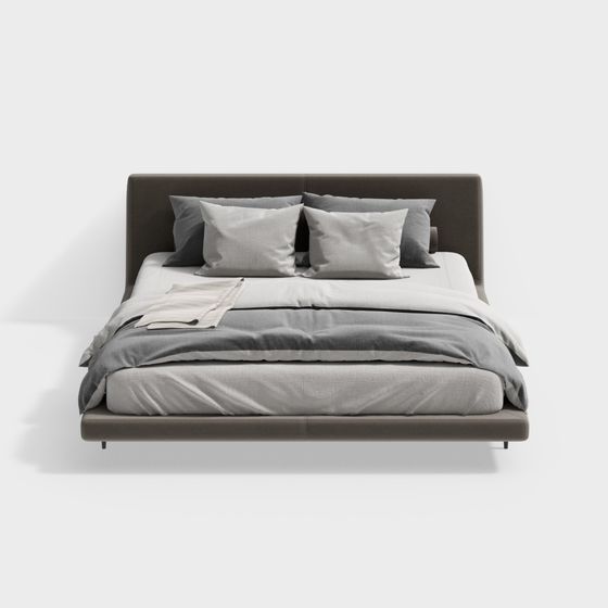 Elegant Low-Poly Bed 3D Model for Modern Interiors