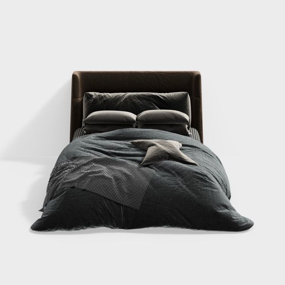 Stylish Low-Poly Bed 3D model for Contemporary Spaces