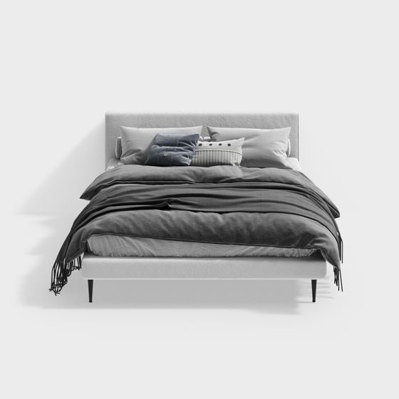 Stylish Low-Poly Bed 3D model for Contemporary Interiors