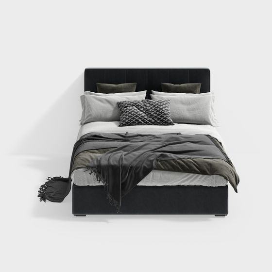 Chic Modern Bed 3D model for Contemporary Homes