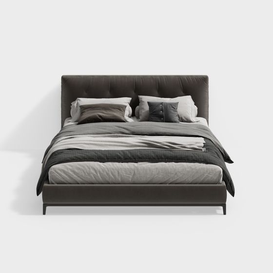 Elegant Low-Poly Bed 3D model for Modern Interiors