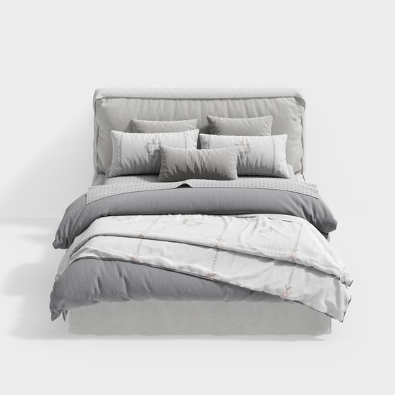 Stylish Low-Polygon Bed 3D model