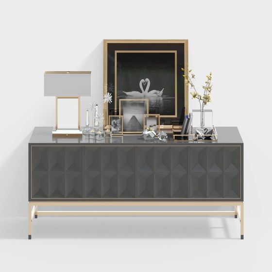 Sophisticated Low-Polygon Living Room Sideboard 3D model
