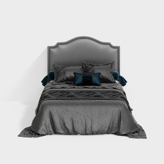 Elegant Low-Polygon Bed 3D model for Modern Interiors