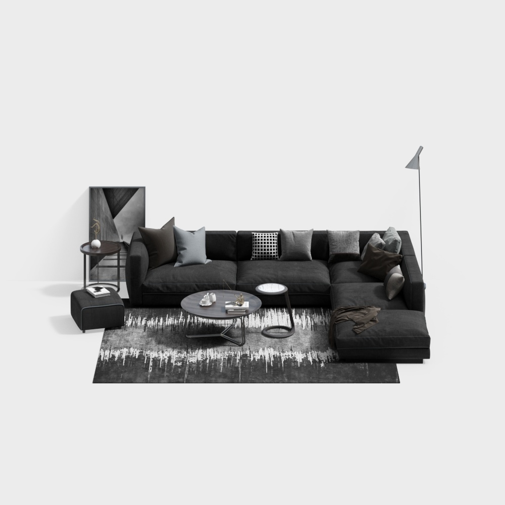 Contemporary trend fabric sofa+grey-2
