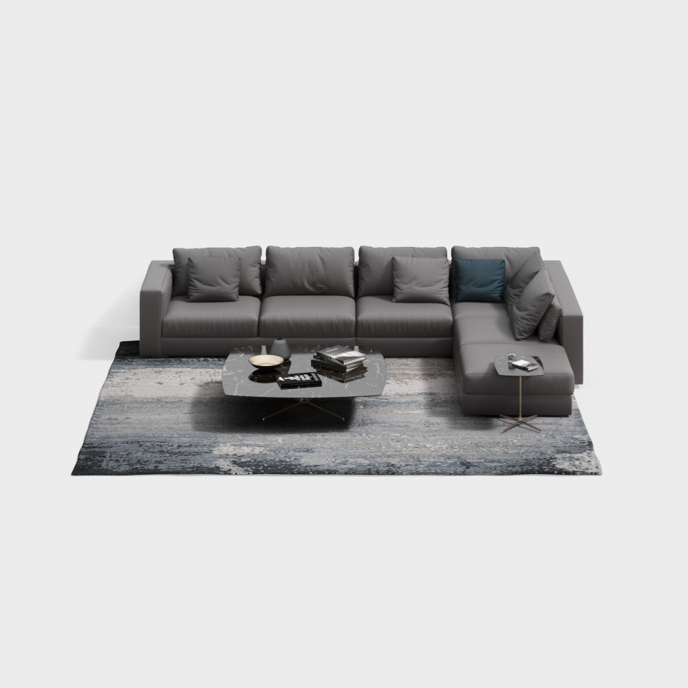 Sofá de tela de tendencia contemporánea+gris-5