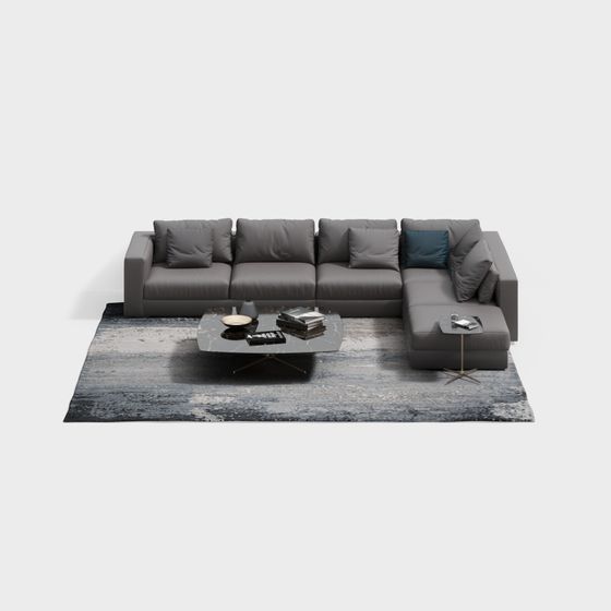 Sofá de tela de tendencia contemporánea+gris-5