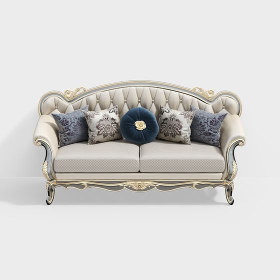 Elegant 3D Sofa Model Blending Classic and Modern Design