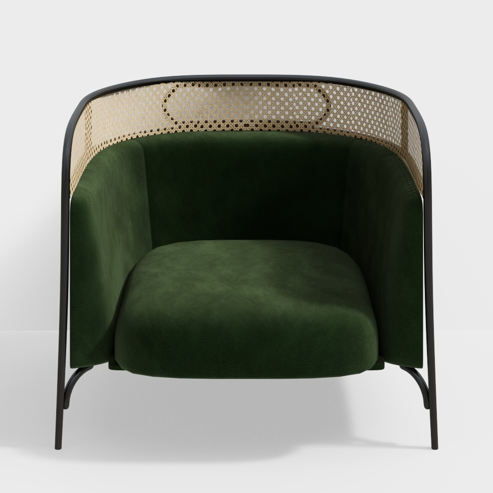 Art Deco BOHO Green Single Sofa – Bohemian Modern Style