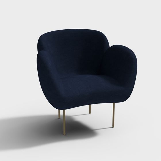 Chic Navy Blue Armchair 3D model for Contemporary Spaces