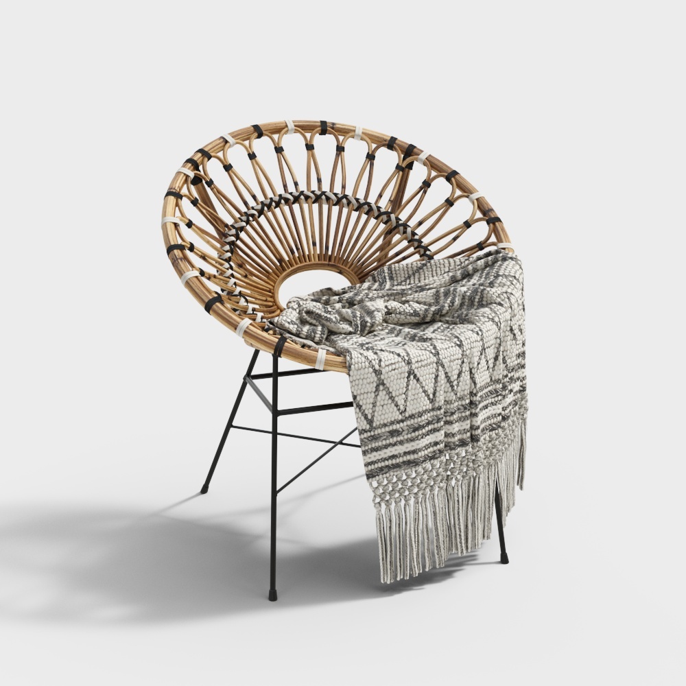 Bamboo Weave Round Chair 3D model