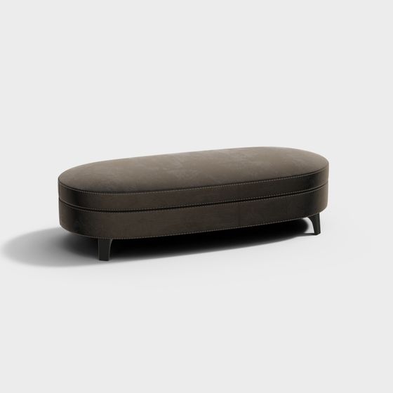 Elegant Oval Leather Pouf 3D model
