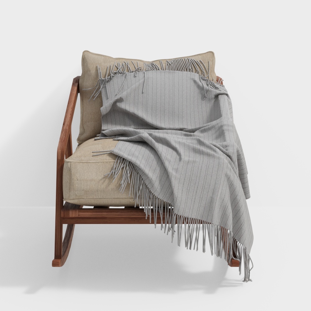 American Single Sofa 3D Model – Earth Tone Fabric