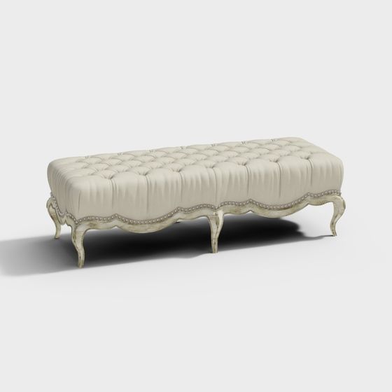 Elegant Ottoman 3D model for Classic and Modern Interiors