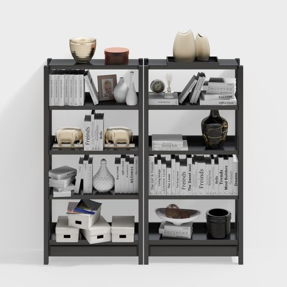 Elegant Low-Poly Bookshelf 3D Model
