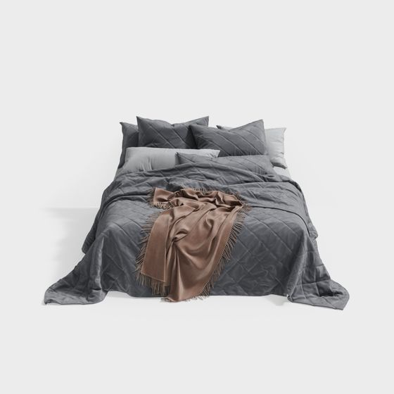 Stylish Low-Poly Bed 3D model for Modern Interiors