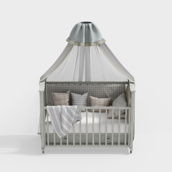 Gentle Low-Poly Baby Crib 3D model