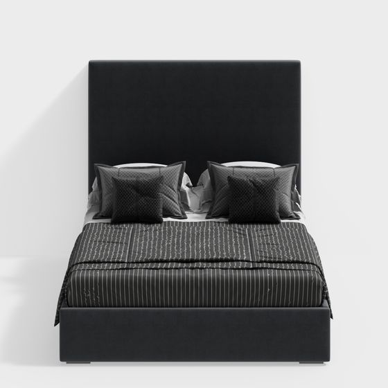 Elegant Low-Poly Bed 3D model for Modern Interiors