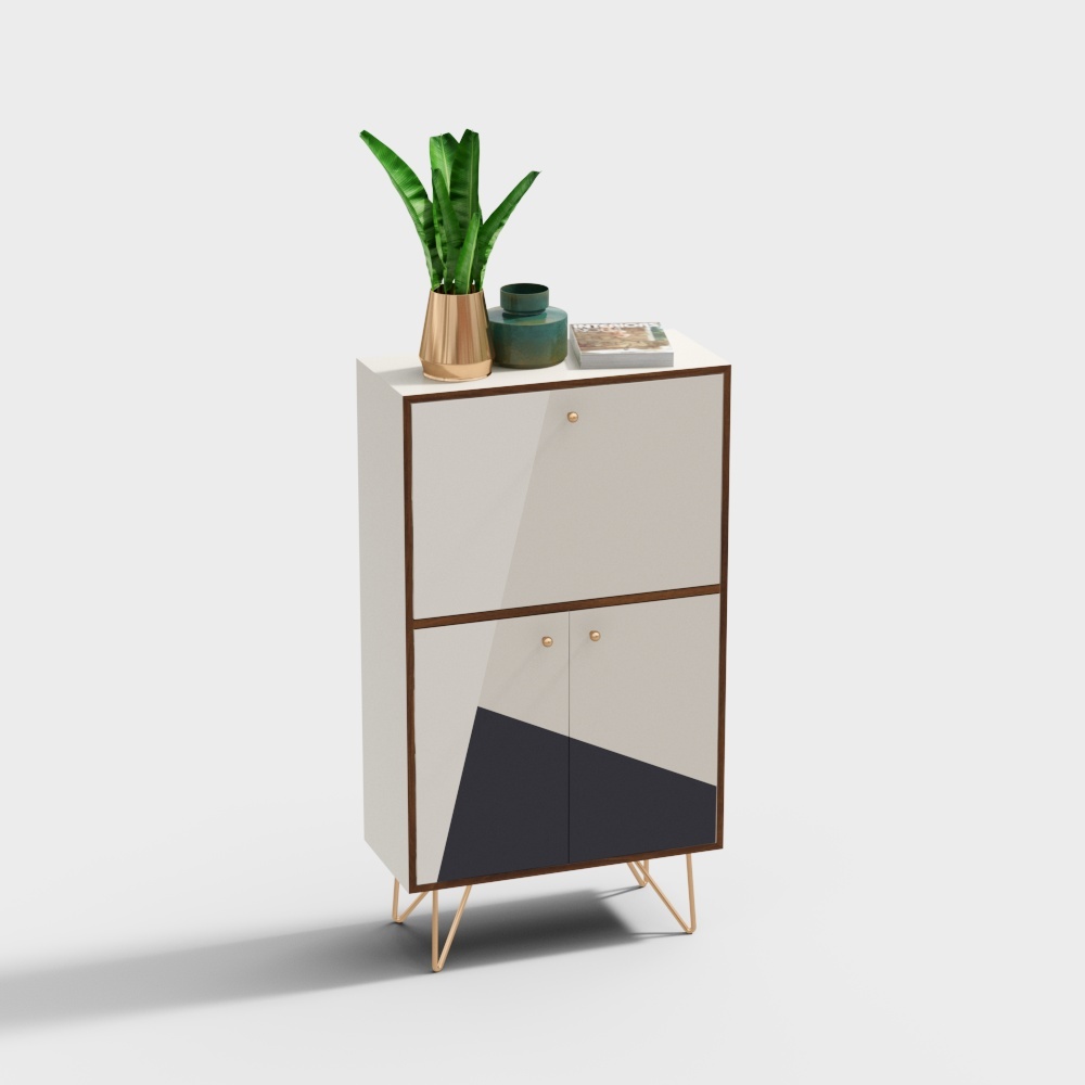 Stylish Low-Polygon Storage Cabinet 3D model