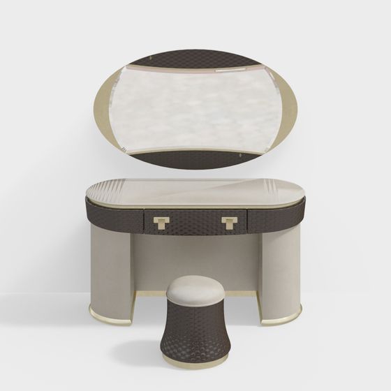 Elegant Low-Poly Dressing Table 3D model