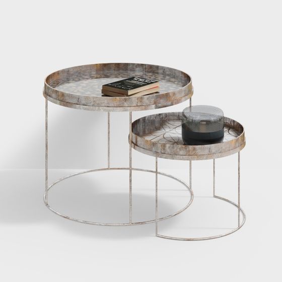 Vintage Metal Side Table 3D model for Modern Interiors
