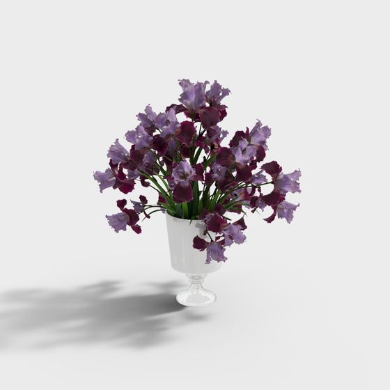 Elegant Vase with Iris Bouquet 3D model