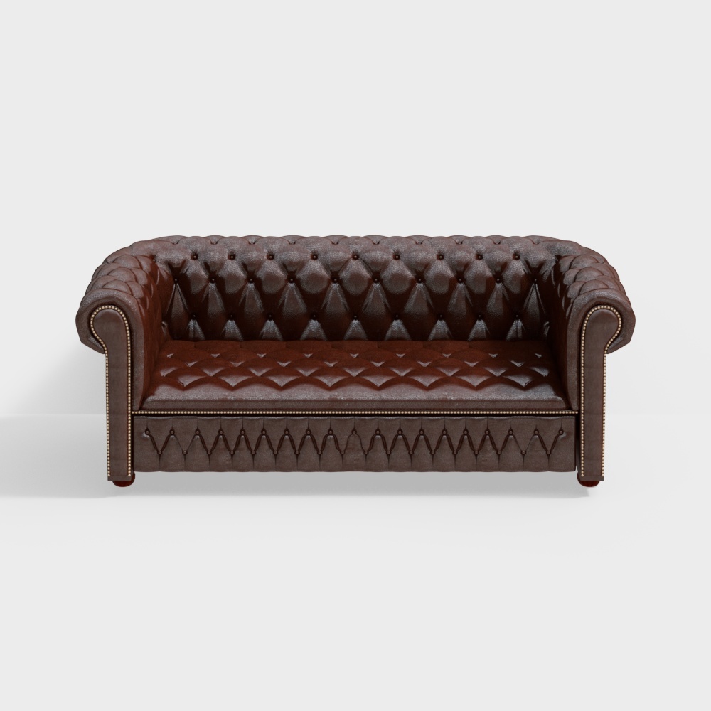 красный диван Честерфилд из кожи&nbsp;