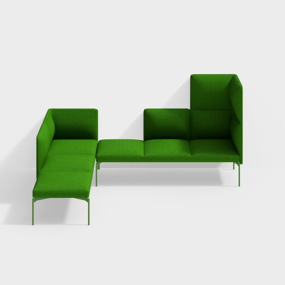 Modular Sofa Set 3D Model with Unique Geometric Design