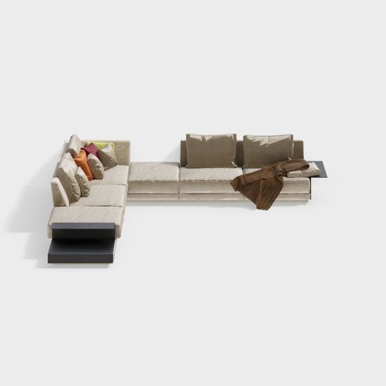 Stylish Low-Polygon Sofa 3D Model