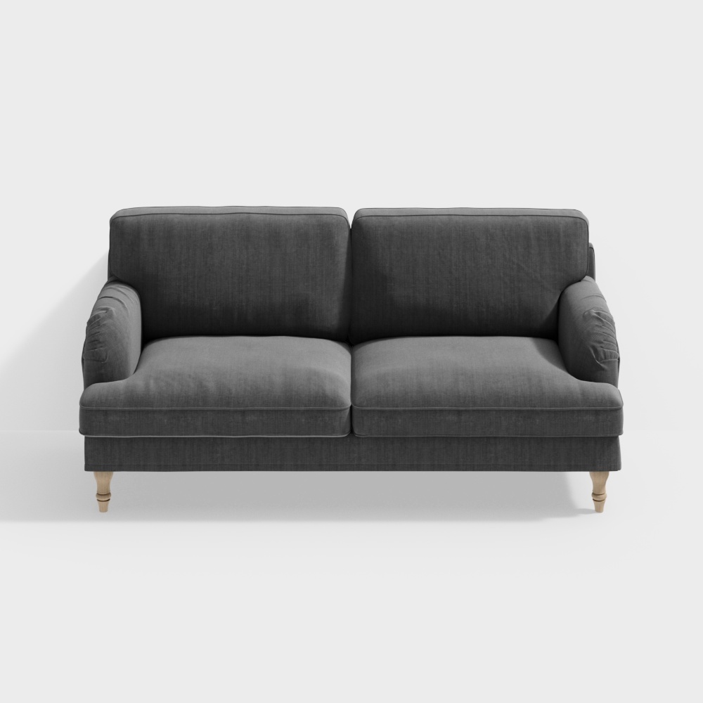 Modern Gray Loveseats 3D Model – Soft Fabric Design