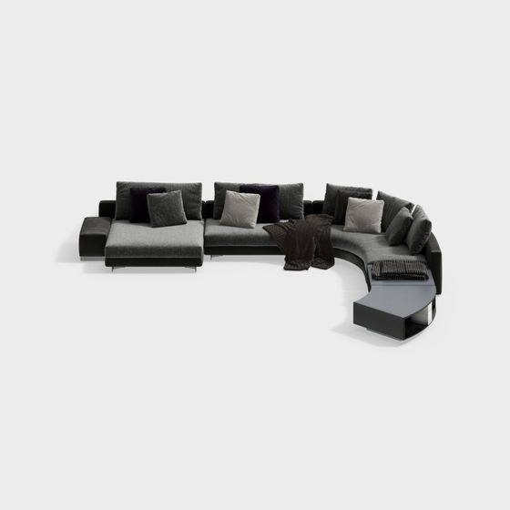 Curve Comfort Sofa 3D model for Modern Interiors