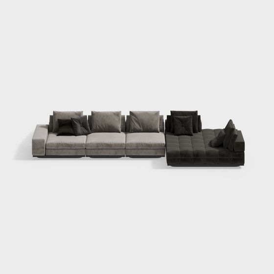 Stylish Low-Polygon Sofa 3D model for Modern Interiors