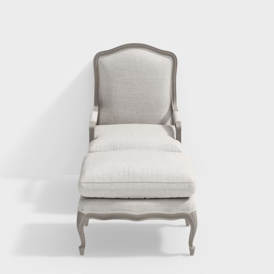 Elegant French Single Armchair 3D model