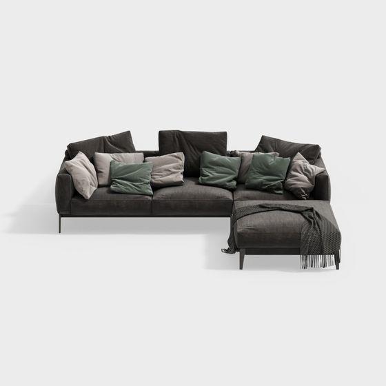 Elegant Low Poly 3D Sofa Model