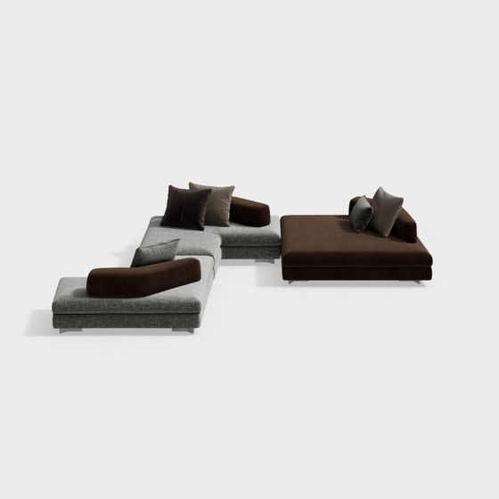 Elegant Low-Poly Sofa 3D model for Contemporary Spaces
