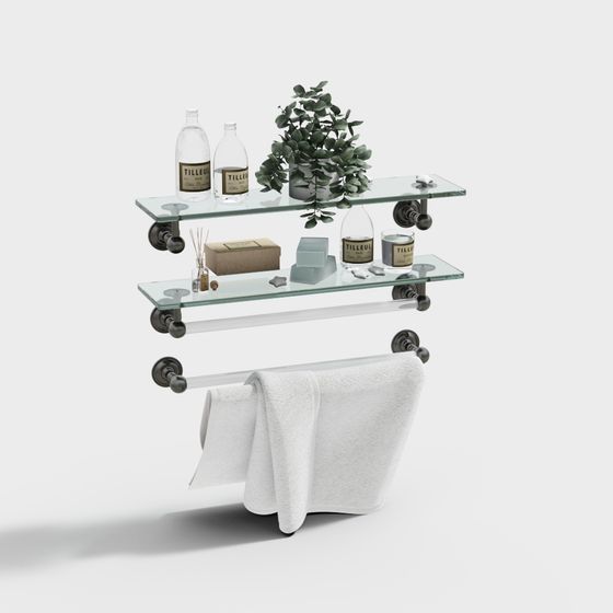 Stunning Bathroom Shelf 3D model - Modern & Vintage Fusion