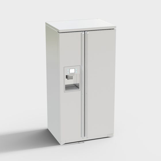 Sleek White Refrigerator 3D model for Modern Interiors