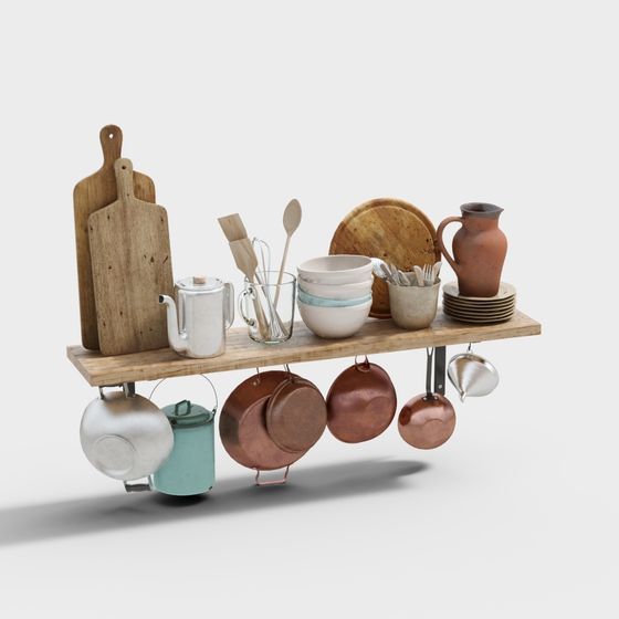 Rustic Kitchen Shelf 3D model for Cozy Spaces