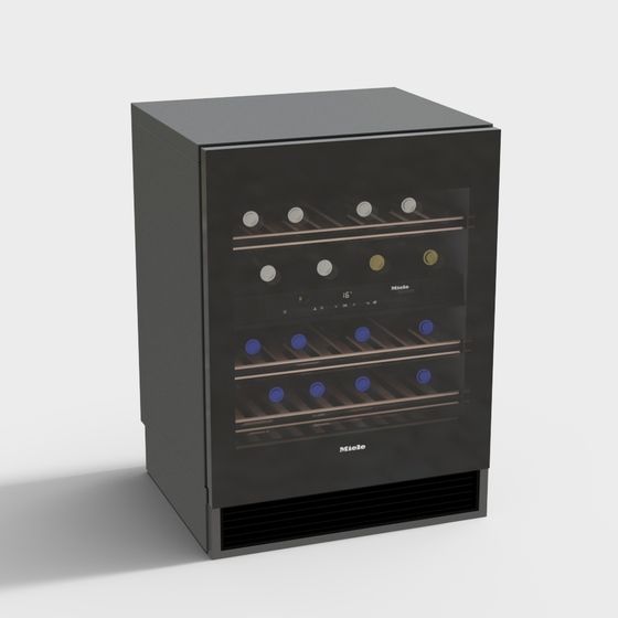 Stylish Low-Poly Wine Cabinet 3D model