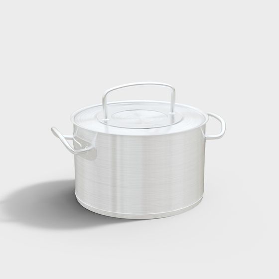 Stylish Stainless Steel Pot 3D model