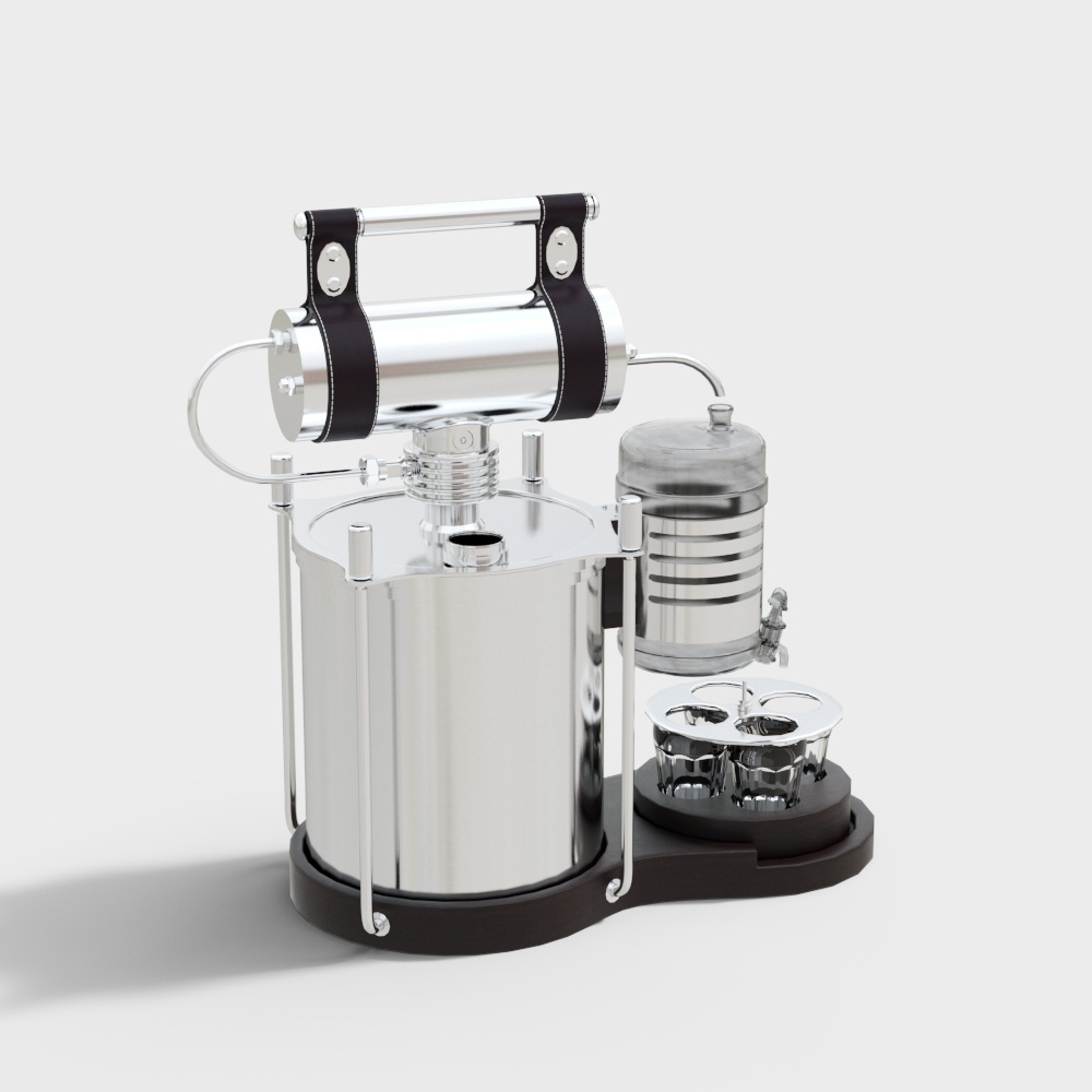 Sleek Stainless Steel Espresso Maker 3D model