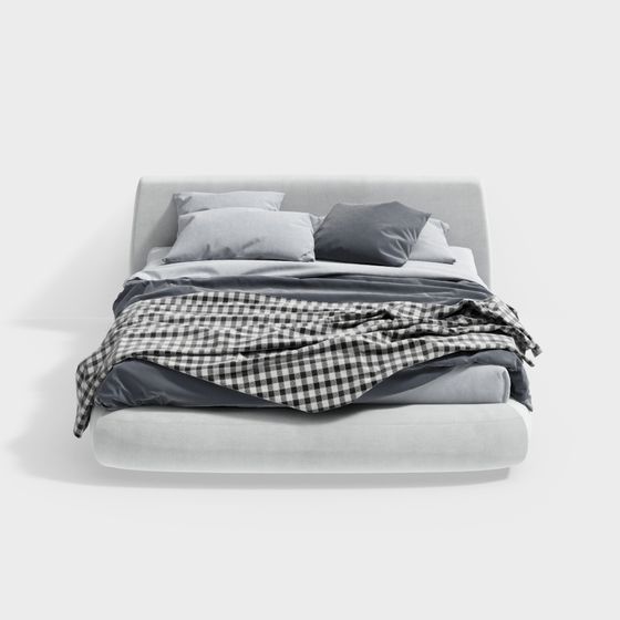 Stylish Low-Polygon 3D Bed Model for Contemporary Spaces