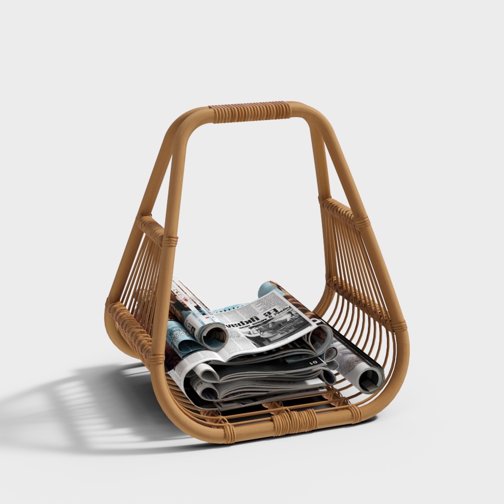 Low-Polygon Woven Magazine Rack 3D Model
